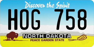 ND license plate HOG758