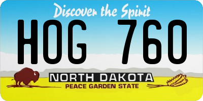 ND license plate HOG760