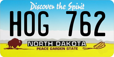 ND license plate HOG762