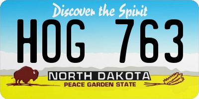 ND license plate HOG763