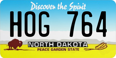 ND license plate HOG764