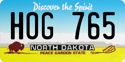 ND license plate HOG765