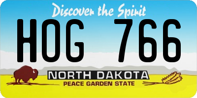 ND license plate HOG766