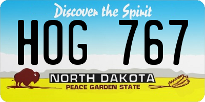 ND license plate HOG767