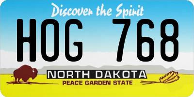 ND license plate HOG768