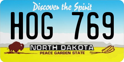 ND license plate HOG769