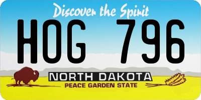 ND license plate HOG796