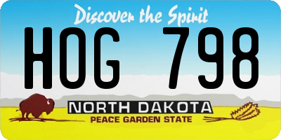 ND license plate HOG798