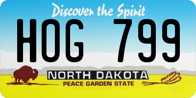 ND license plate HOG799