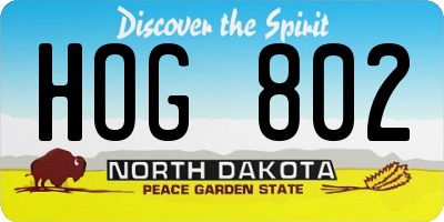 ND license plate HOG802
