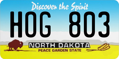 ND license plate HOG803