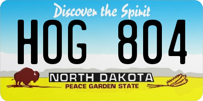 ND license plate HOG804