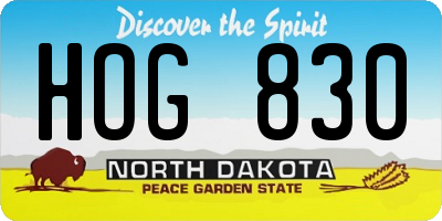 ND license plate HOG830