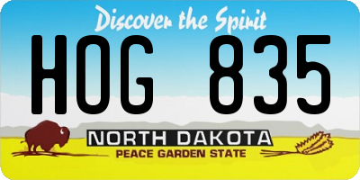 ND license plate HOG835