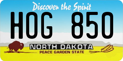 ND license plate HOG850