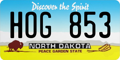 ND license plate HOG853