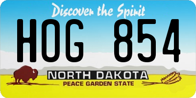 ND license plate HOG854