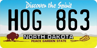 ND license plate HOG863