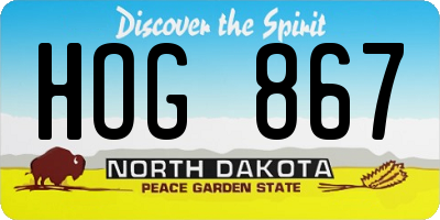 ND license plate HOG867
