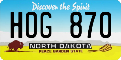 ND license plate HOG870