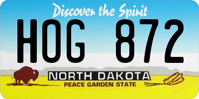 ND license plate HOG872