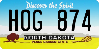 ND license plate HOG874