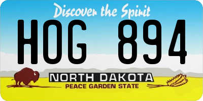 ND license plate HOG894