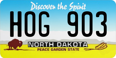ND license plate HOG903