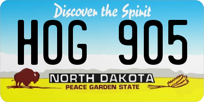 ND license plate HOG905