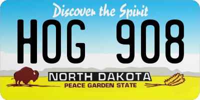 ND license plate HOG908