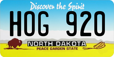 ND license plate HOG920