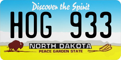 ND license plate HOG933