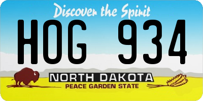 ND license plate HOG934