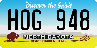ND license plate HOG948
