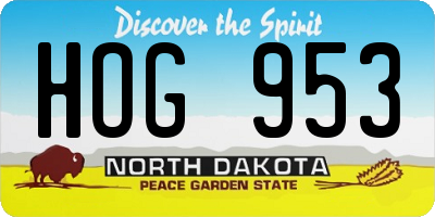 ND license plate HOG953
