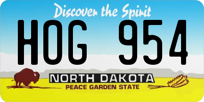 ND license plate HOG954