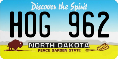 ND license plate HOG962