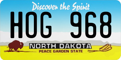 ND license plate HOG968
