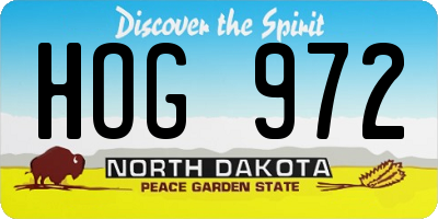 ND license plate HOG972