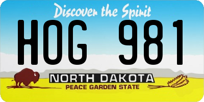 ND license plate HOG981