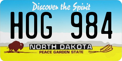 ND license plate HOG984