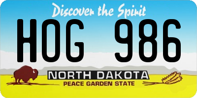 ND license plate HOG986