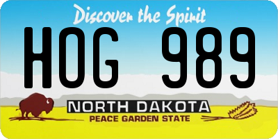 ND license plate HOG989