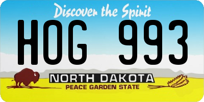 ND license plate HOG993