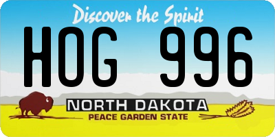 ND license plate HOG996