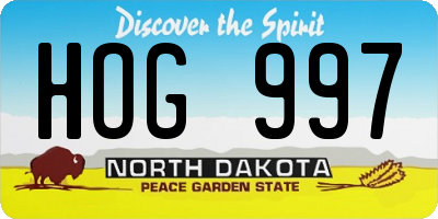 ND license plate HOG997