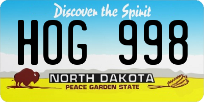 ND license plate HOG998
