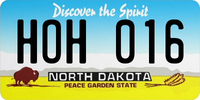 ND license plate HOH016