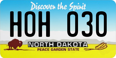 ND license plate HOH030