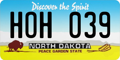 ND license plate HOH039